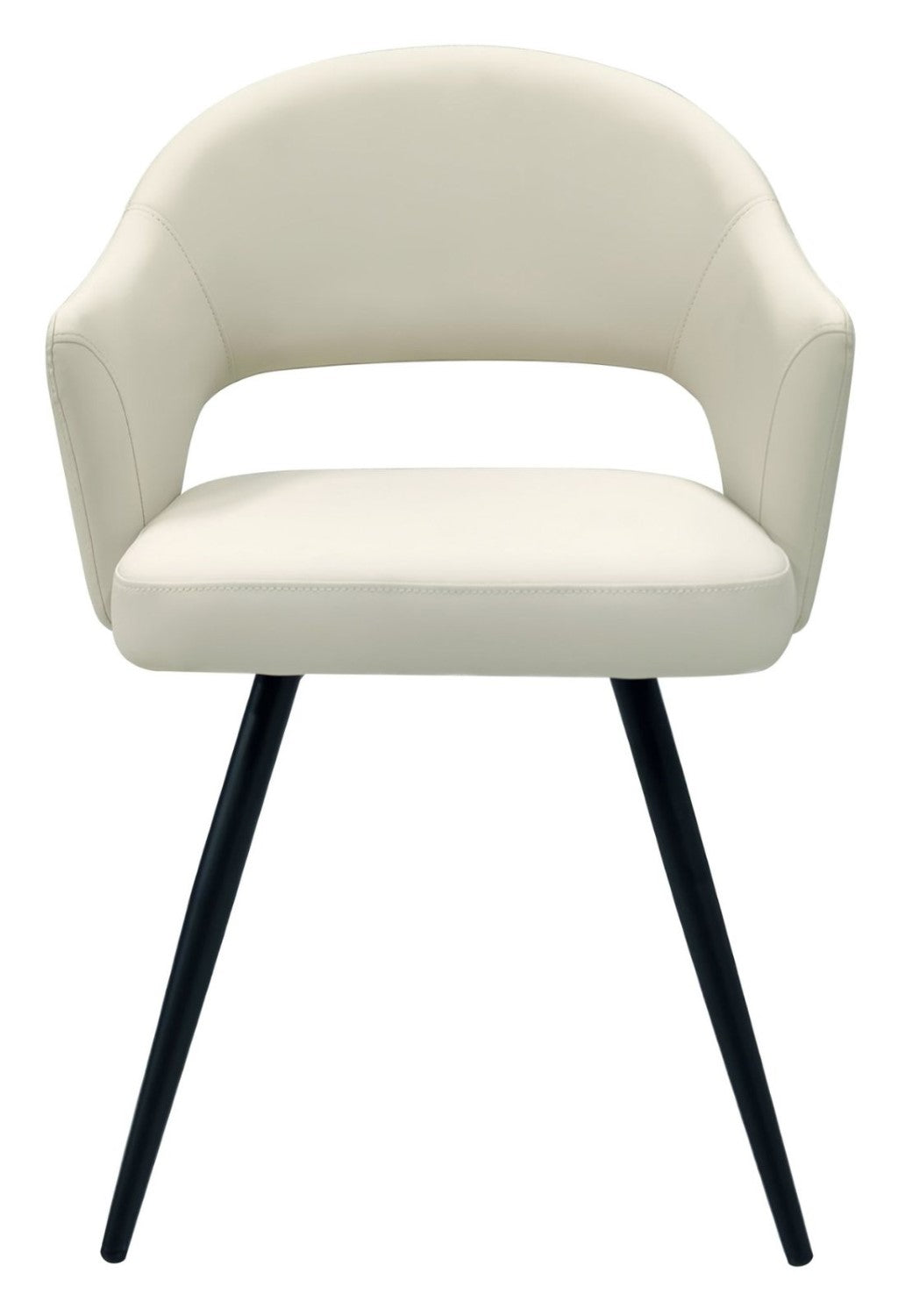 Ivory Leather Effect Open Back Dining Chair Black Legs - Home Furniture Interiors