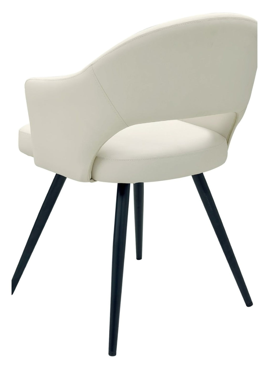 Ivory Leather Effect Open Back Dining Chair Black Legs - Home Furniture Interiors