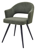 Green Boucle Fabric Open Back Dining Chair with Black Legs - Home Furniture Interiors