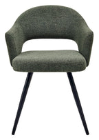 Green Boucle Fabric Open Back Dining Chair with Black Legs - Home Furniture Interiors