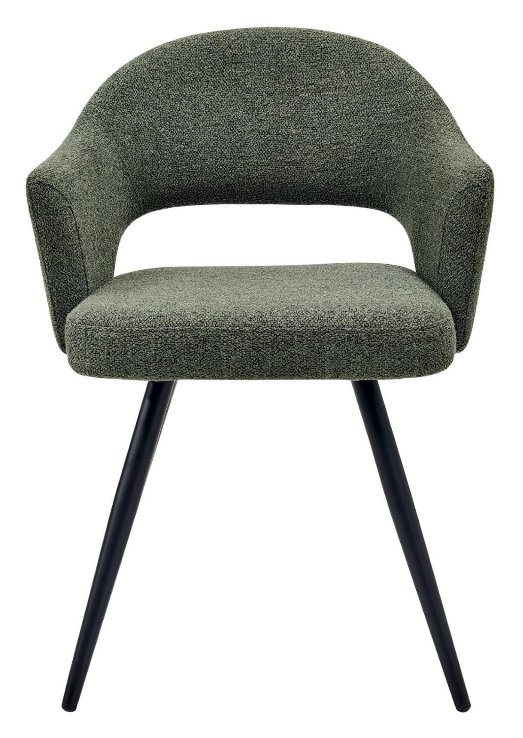Green Boucle Fabric Open Back Dining Chair with Black Legs - Home Furniture Interiors