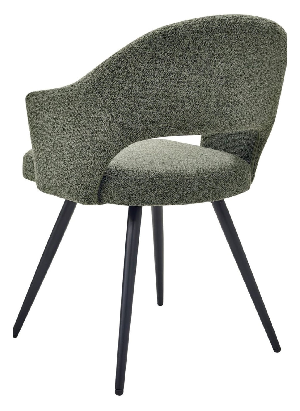 Green Boucle Fabric Open Back Dining Chair with Black Legs - Home Furniture Interiors