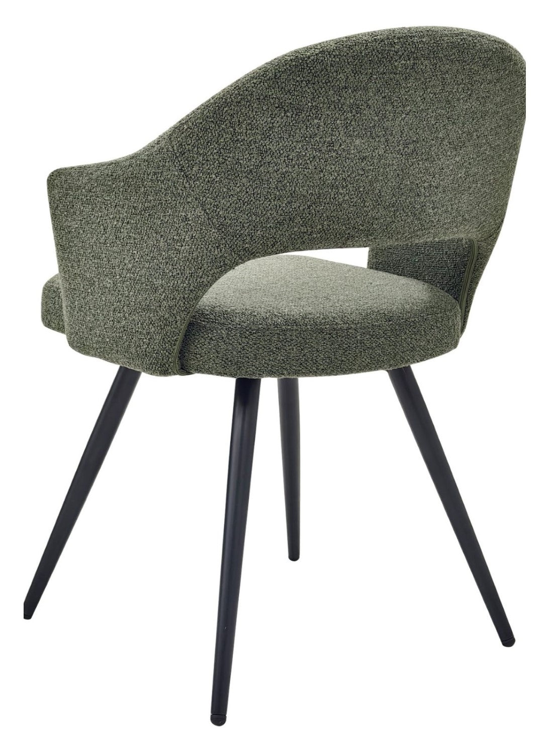 Green Boucle Fabric Open Back Dining Chair with Black Legs - Home Furniture Interiors