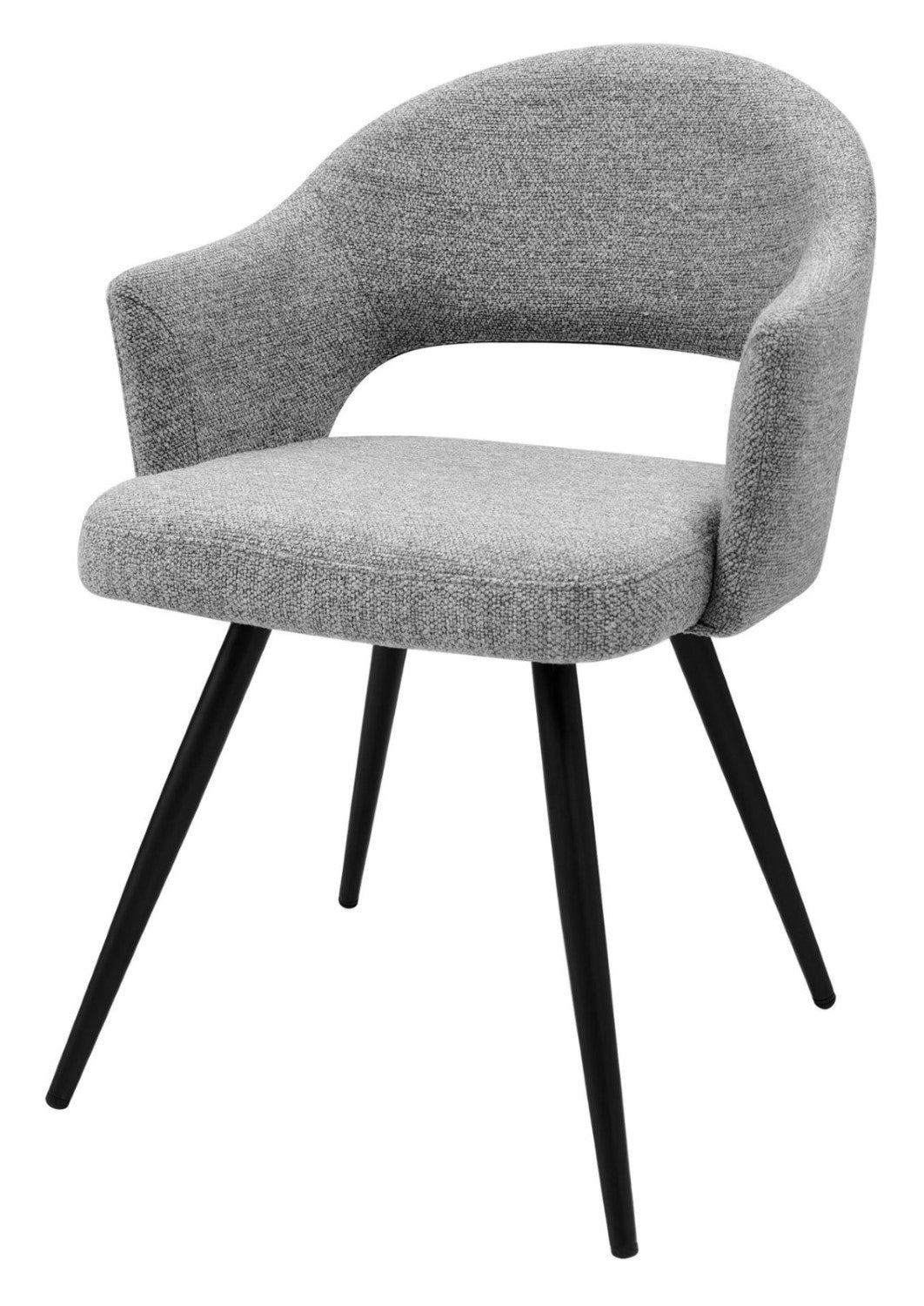 Grey Boucle Fabric Open Back Dining Chair with Black Legs - Home Furniture Interiors