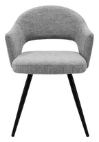 Grey Boucle Fabric Open Back Dining Chair with Black Legs - Home Furniture Interiors