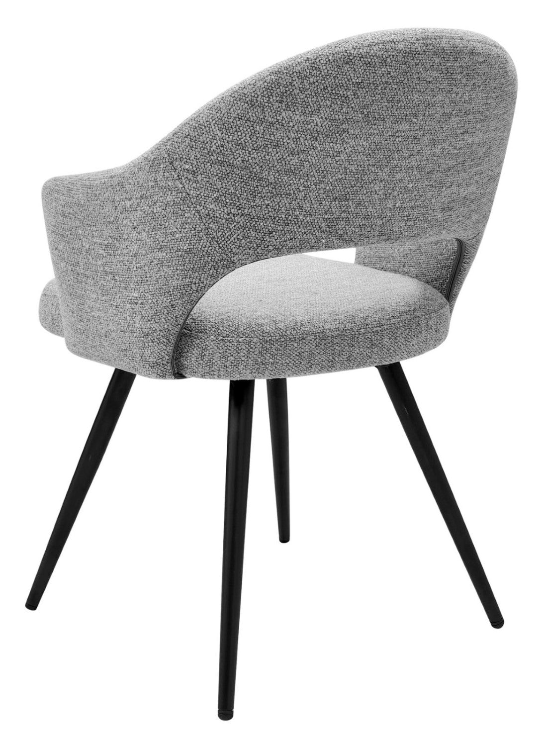Grey Boucle Fabric Open Back Dining Chair with Black Legs - Home Furniture Interiors