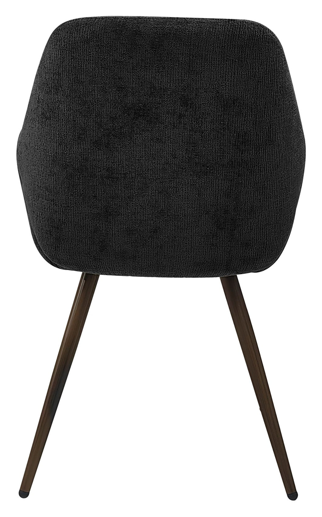 Pair of Bentley Designs dark grey chenille curve back dining chairs with bronze legs, showcasing plush upholstery and stylish design.