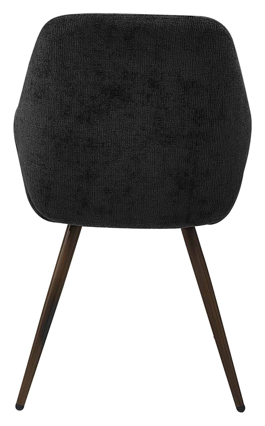 Pair of Bentley Designs dark grey chenille curve back dining chairs with bronze legs, showcasing plush upholstery and stylish design.