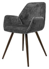 Pair of Bentley Designs grey chenille curve back dining chairs with bronze legs for a stylish, modern look.