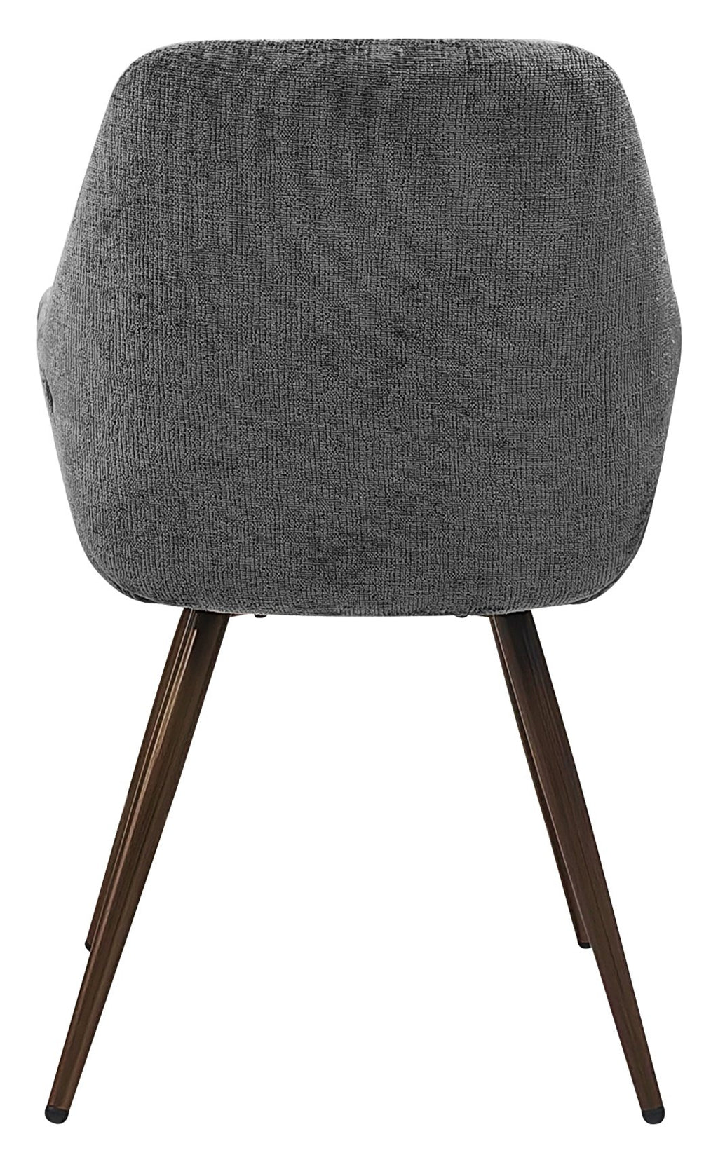 Pair of Bentley Designs grey chenille curve back dining chairs with bronze legs, stylish and comfortable for modern dining rooms.