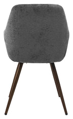 Pair of Bentley Designs grey chenille curve back dining chairs with bronze legs, stylish and comfortable for modern dining rooms.