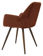 Pair of Bentley Designs orange rust chenille curve back dining chairs with bronze legs, showcasing stylish upholstery and modern design.