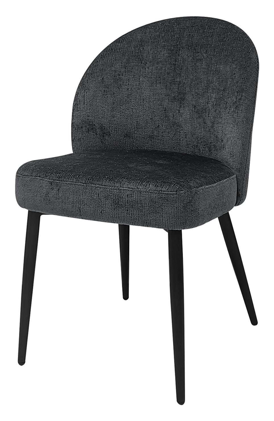 Cleo Dark Grey Chenille Fabric Dining Chair with Black Legs (Pair)