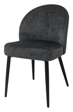 Cleo Dark Grey Chenille Fabric Dining Chair with Black Legs (Pair)