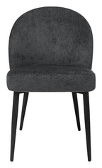 Cleo Dark Grey Chenille Fabric Dining Chair with Black Legs (Pair) - Home Furniture Interiors