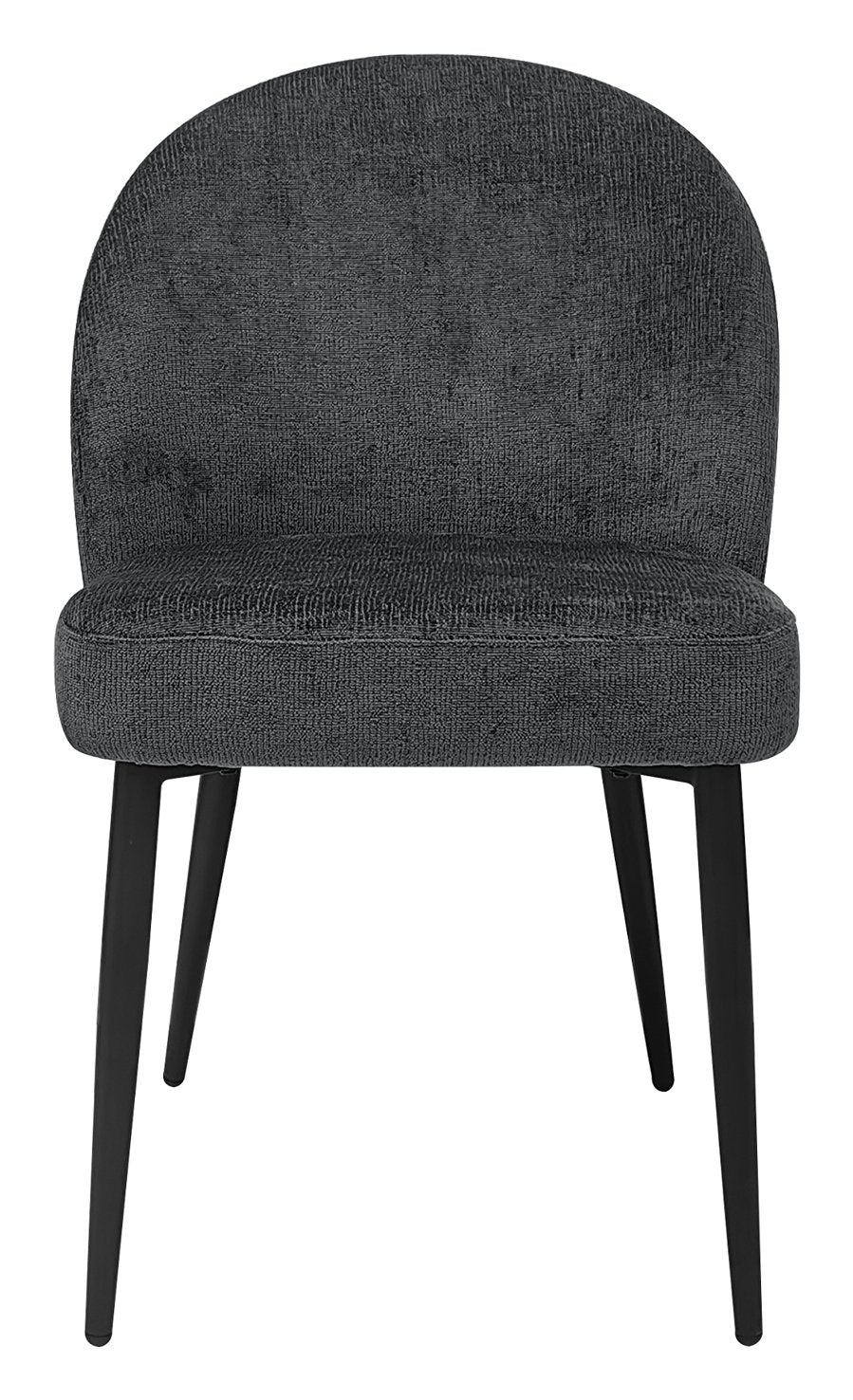 Cleo Dark Grey Chenille Fabric Dining Chair with Black Legs (Pair) - Home Furniture Interiors