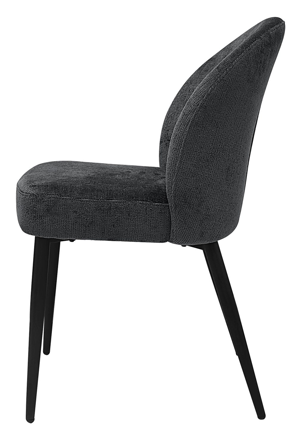 Cleo Dark Grey Chenille Fabric Dining Chair with Black Legs (Pair) - Home Furniture Interiors
