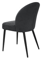 Cleo Dark Grey Chenille Fabric Dining Chair with Black Legs (Pair) - Home Furniture Interiors