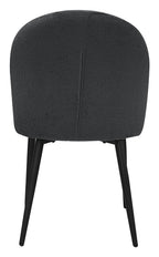Cleo Dark Grey Chenille Fabric Dining Chair with Black Legs (Pair) - Home Furniture Interiors