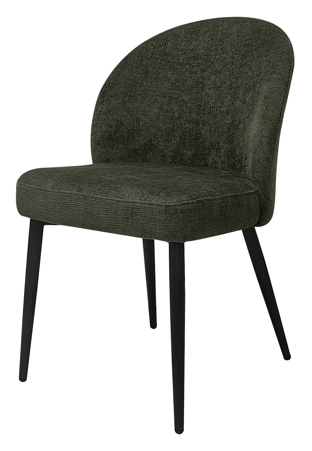 Cleo Green Chenille Fabric Dining Chair with Black Legs (Pair)