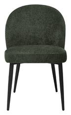 Cleo Green Chenille Fabric Dining Chair with Black Legs (Pair) - Home Furniture Interiors
