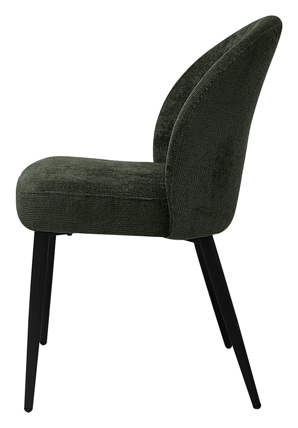 Cleo Green Chenille Fabric Dining Chair with Black Legs (Pair) - Home Furniture Interiors