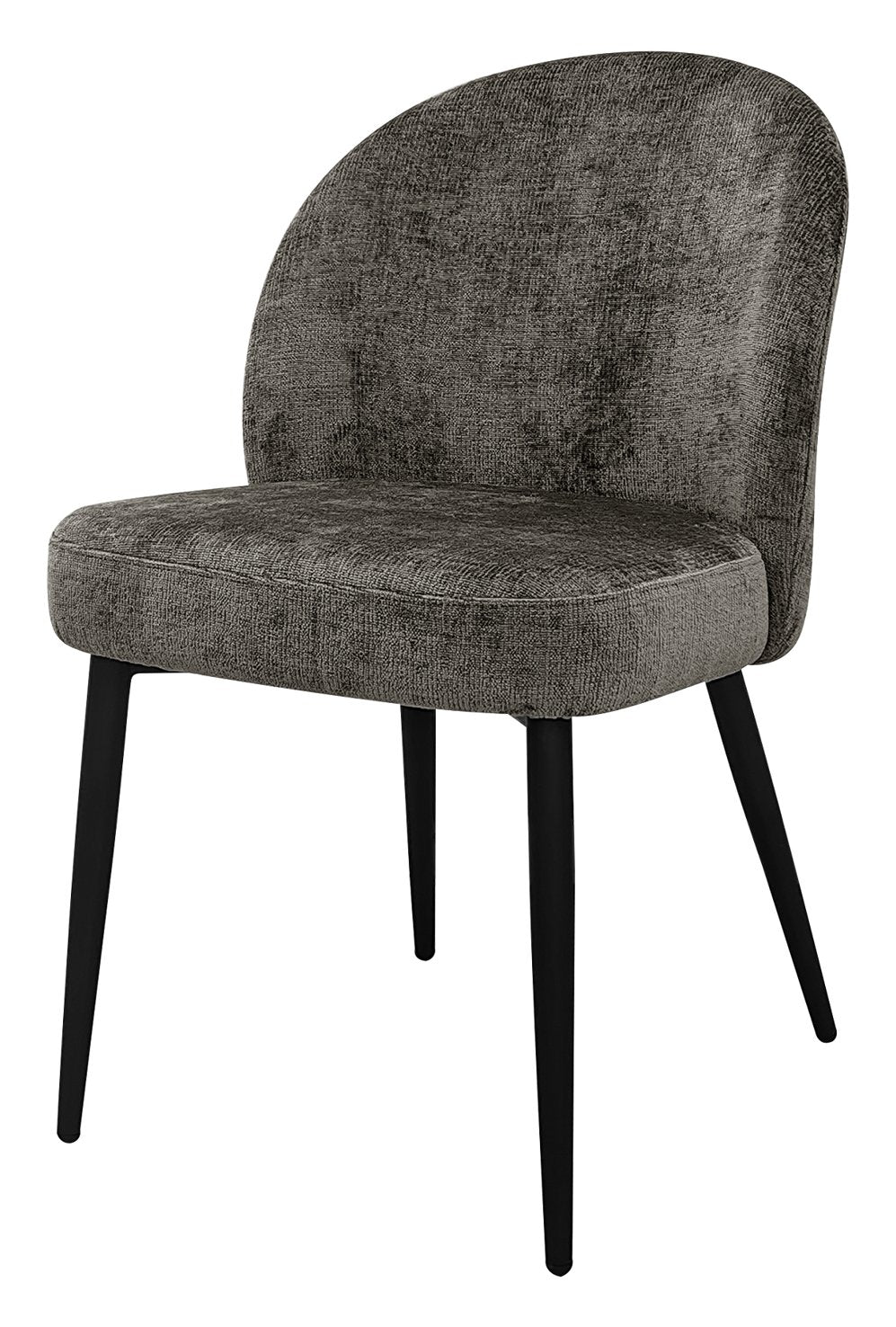 Cleo Grey Chenille Fabric Dining Chair with Black Legs (Pair)
