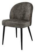 Cleo Grey Chenille Fabric Dining Chair with Black Legs (Pair)