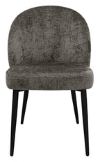 Cleo Grey Chenille Fabric Dining Chair with Black Legs (Pair) - Home Furniture Interiors