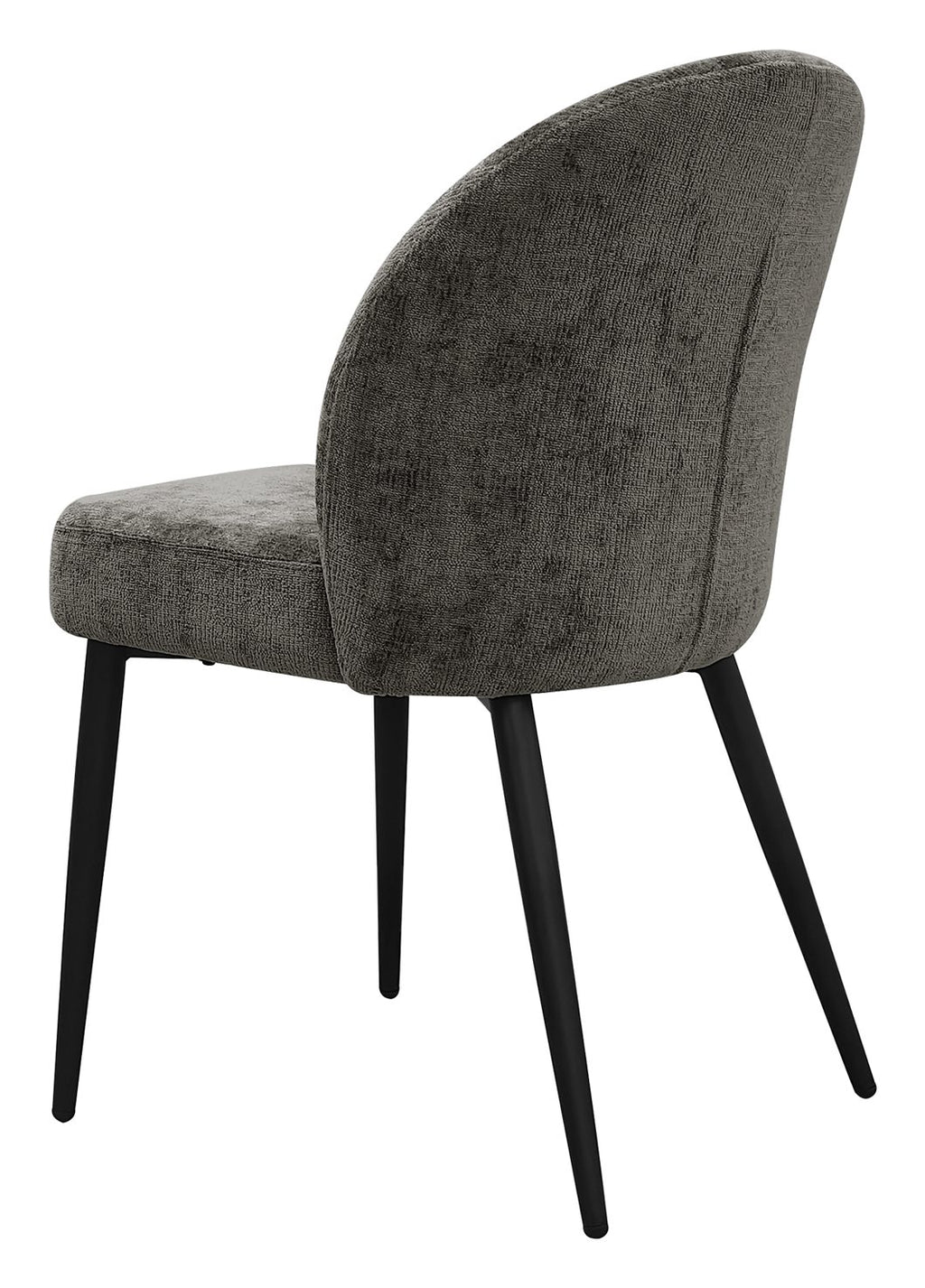 Cleo Grey Chenille Fabric Dining Chair with Black Legs (Pair) - Home Furniture Interiors