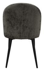 Cleo Grey Chenille Fabric Dining Chair with Black Legs (Pair) - Home Furniture Interiors