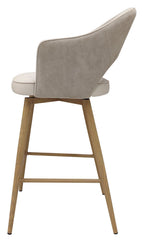 Hanson Beige Fabric And Ivory Faux Leather Two Tone Return Swivel Bar Stool with Oak Effect Legs (Single) - Home Furniture Interiors