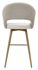 Hanson Beige Fabric And Ivory Faux Leather Two Tone Return Swivel Bar Stool with Oak Effect Legs (Single) - Home Furniture Interiors