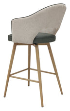Hanson Beige Fabric And Olive Faux Leather Two Tone Return Swivel Bar Stool with Oak Effect Legs (Single) - Home Furniture Interiors