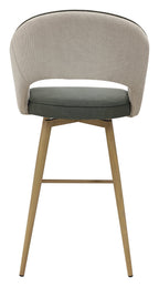 Hanson Beige Fabric And Olive Faux Leather Two Tone Return Swivel Bar Stool with Oak Effect Legs (Single) - Home Furniture Interiors