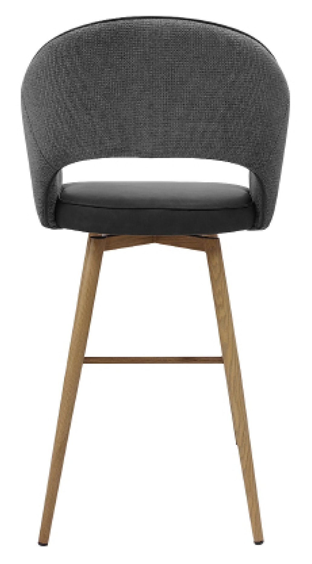 Hanson Grey Fabric And Dark Grey Faux Leather Two Tone Return Swivel Bar Stool with Oak Effect Legs (Single) - Home Furniture Interiors