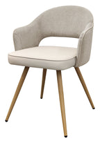 Hanson Beige Fabric And Ivory Faux Leather Two Tone Chair with Oak Effect Legs (Pair)