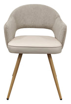 Hanson Beige Fabric And Ivory Faux Leather Two Tone Chair with Oak Effect Legs (Pair) - Home Furniture Interiors