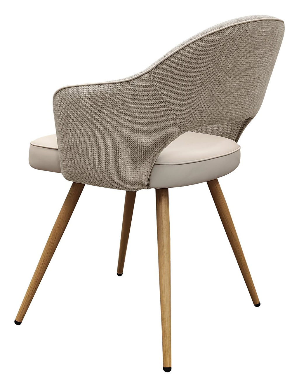 Hanson Beige Fabric And Ivory Faux Leather Two Tone Chair with Oak Effect Legs (Pair) - Home Furniture Interiors