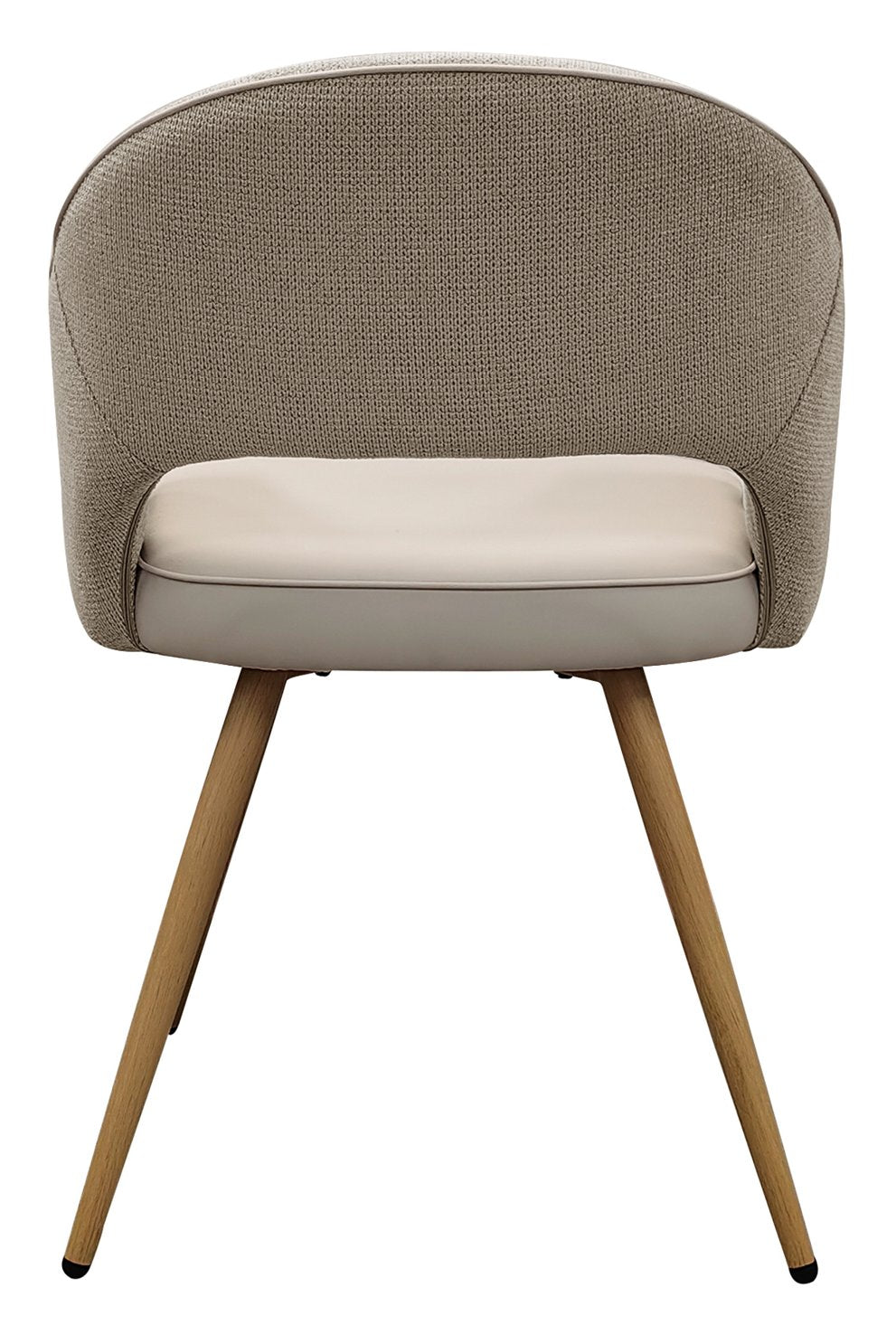 Hanson Beige Fabric And Ivory Faux Leather Two Tone Chair with Oak Effect Legs (Pair) - Home Furniture Interiors