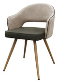 Hanson Beige Fabric And Olive Faux Leather Two Tone Chair with Oak Effect Legs (Pair)