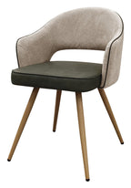 Hanson Beige Fabric And Olive Faux Leather Two Tone Chair with Oak Effect Legs (Pair)