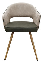 Hanson Beige Fabric And Olive Faux Leather Two Tone Chair with Oak Effect Legs (Pair) - Home Furniture Interiors