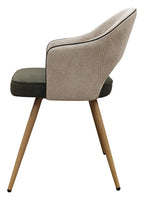 Hanson Beige Fabric And Olive Faux Leather Two Tone Chair with Oak Effect Legs (Pair) - Home Furniture Interiors