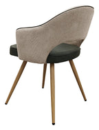 Hanson Beige Fabric And Olive Faux Leather Two Tone Chair with Oak Effect Legs (Pair) - Home Furniture Interiors
