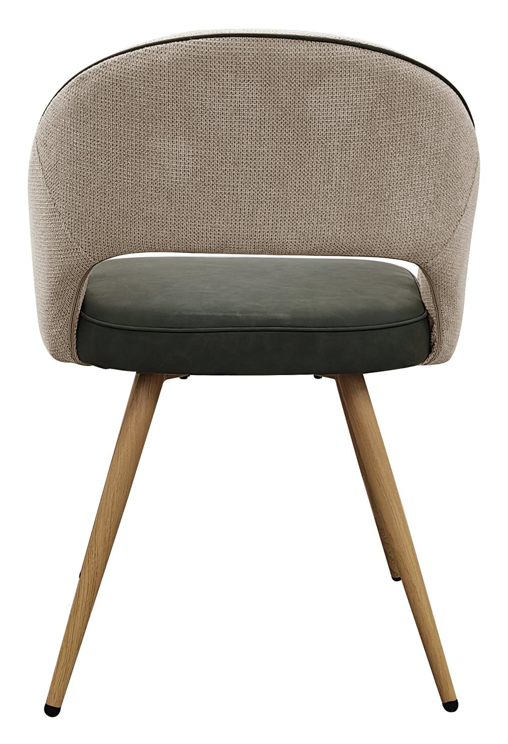 Hanson Beige Fabric And Olive Faux Leather Two Tone Chair with Oak Effect Legs (Pair) - Home Furniture Interiors
