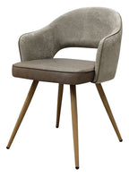 Hanson Beige Fabric And Stone Vintage Faux Leather Two Tone Chair with Oak Effect Legs (Pair)