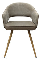 Hanson Beige Fabric And Stone Vintage Faux Leather Two Tone Chair with Oak Effect Legs (Pair) - Home Furniture Interiors