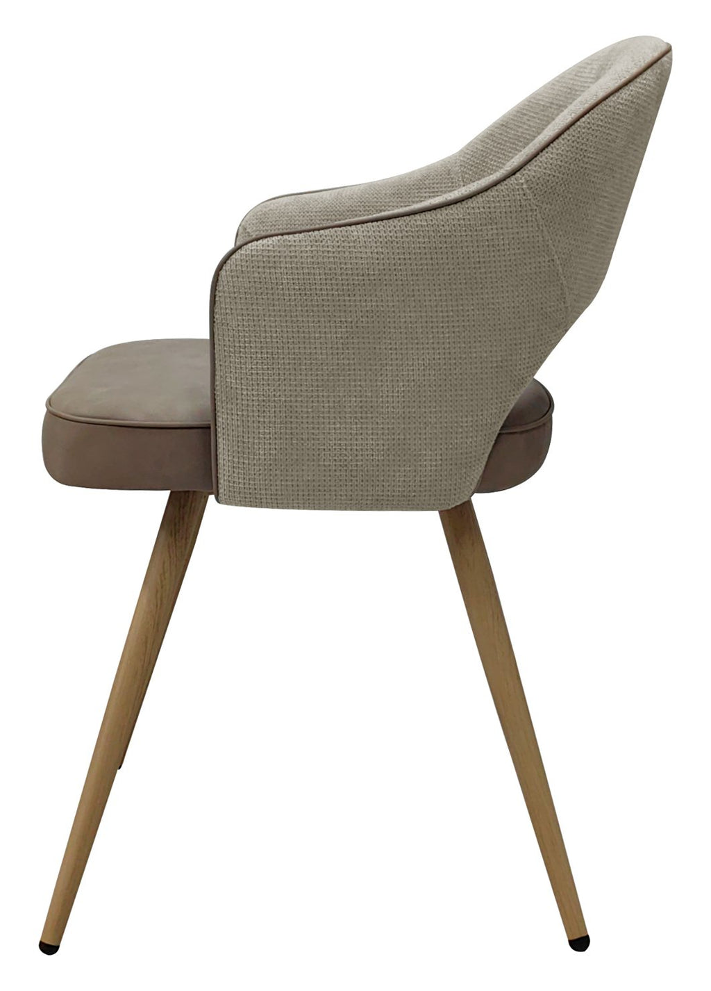 Hanson Beige Fabric And Stone Vintage Faux Leather Two Tone Chair with Oak Effect Legs (Pair) - Home Furniture Interiors