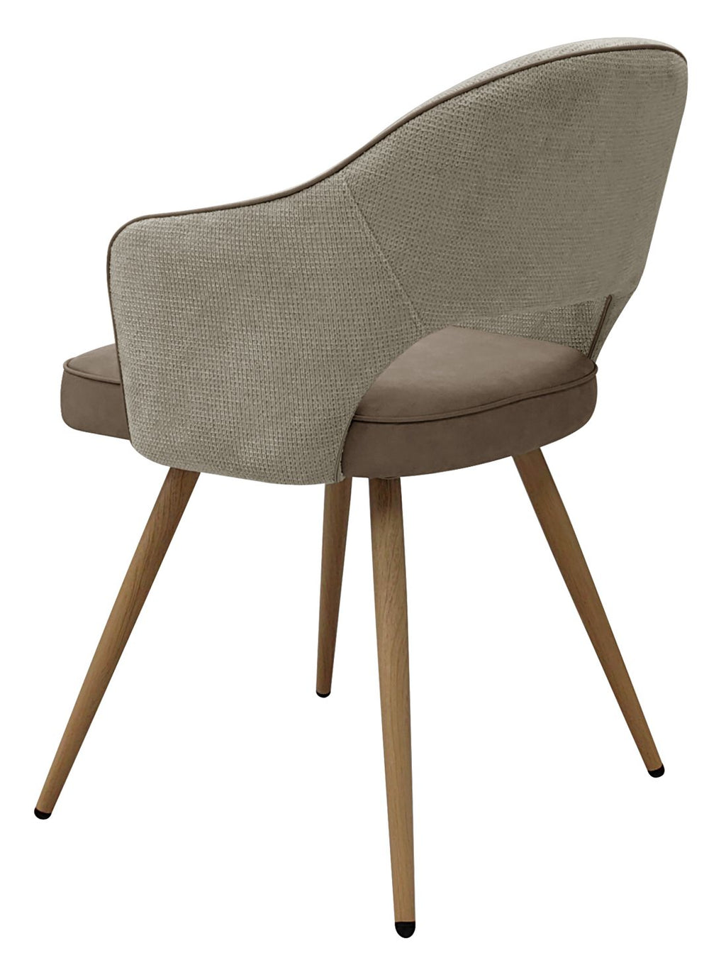 Hanson Beige Fabric And Stone Vintage Faux Leather Two Tone Chair with Oak Effect Legs (Pair) - Home Furniture Interiors